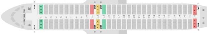 AirAsia-ның 186 орындық Airbus A320neo салонының сызбасы